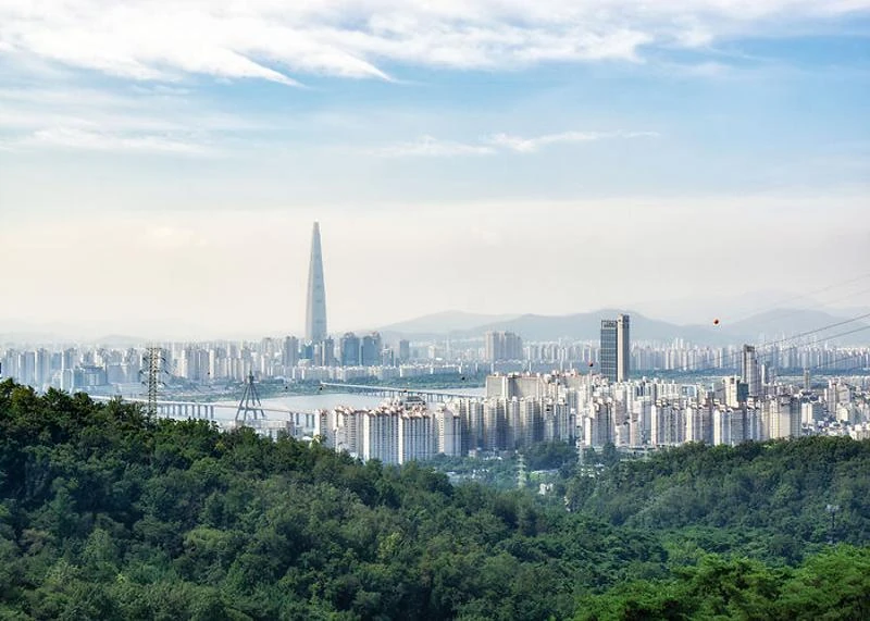 峨嵯山眺望首尔官方实景配图；非旅行日能见度、花况或开放保证。